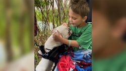 Cooper Roberts was able to visit with his dog, George, a happy reunion for them both.