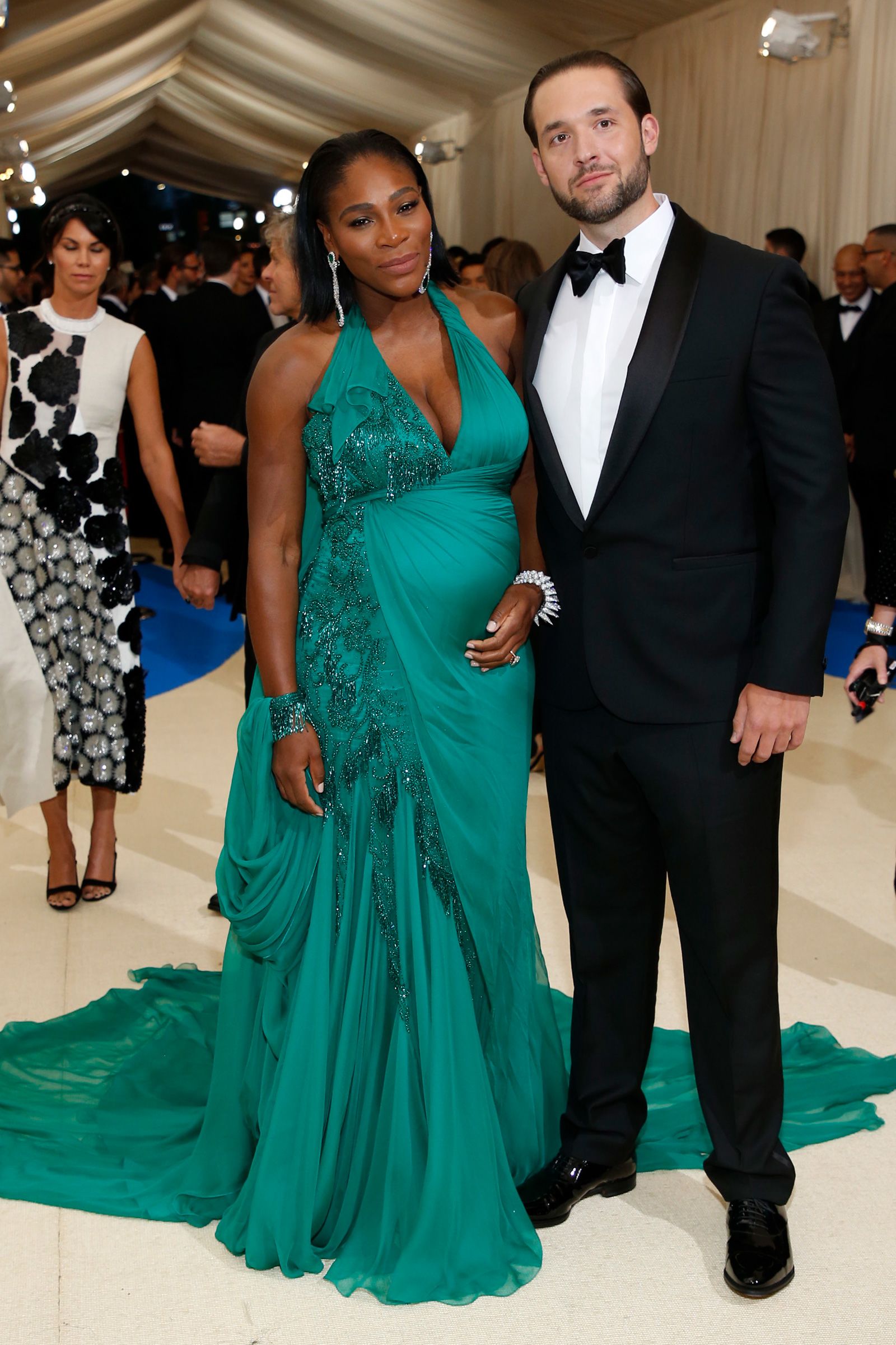 Williams and her fiance, Alexis Ohanian, attend the Met Gala in New York in 2017. Williams, who was pregnant with their first child, has spoken candidly about the complications she experienced following childbirth.