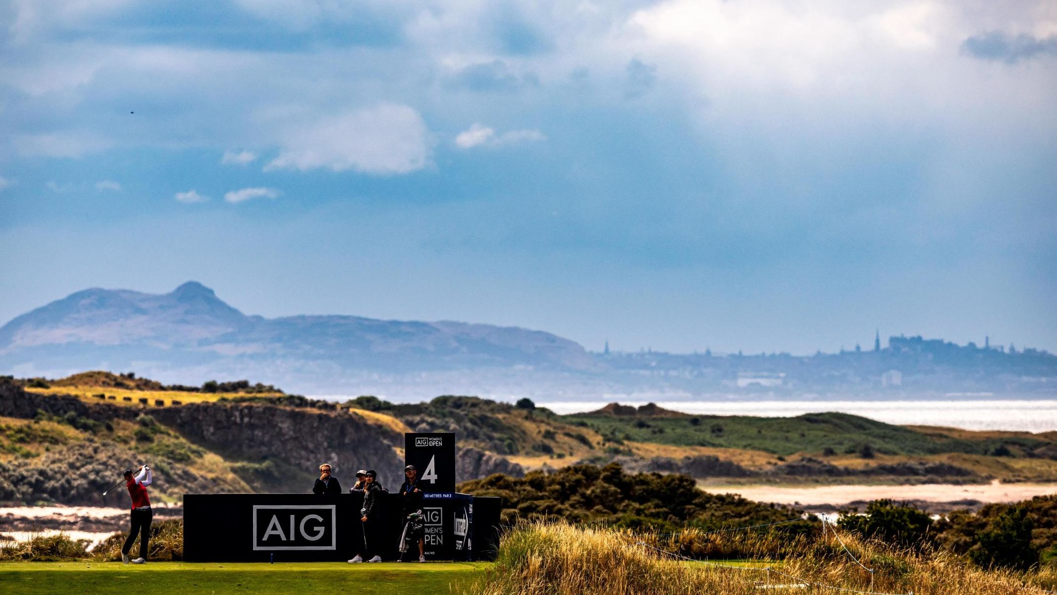 General view of the Muirfield golf course on the 4th tee box prior to the 2022 AIG Women's Open in Gullane, Scotland.