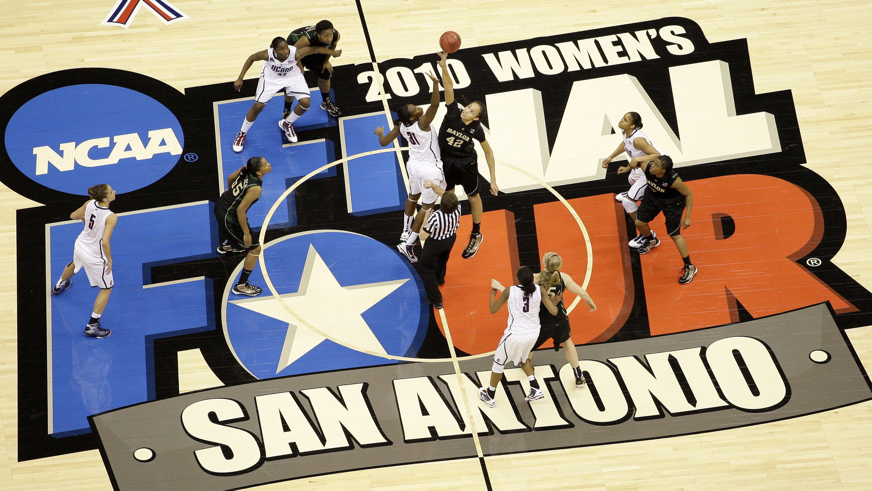 Griner goes up for the opening tip at the 2010 Final Four.