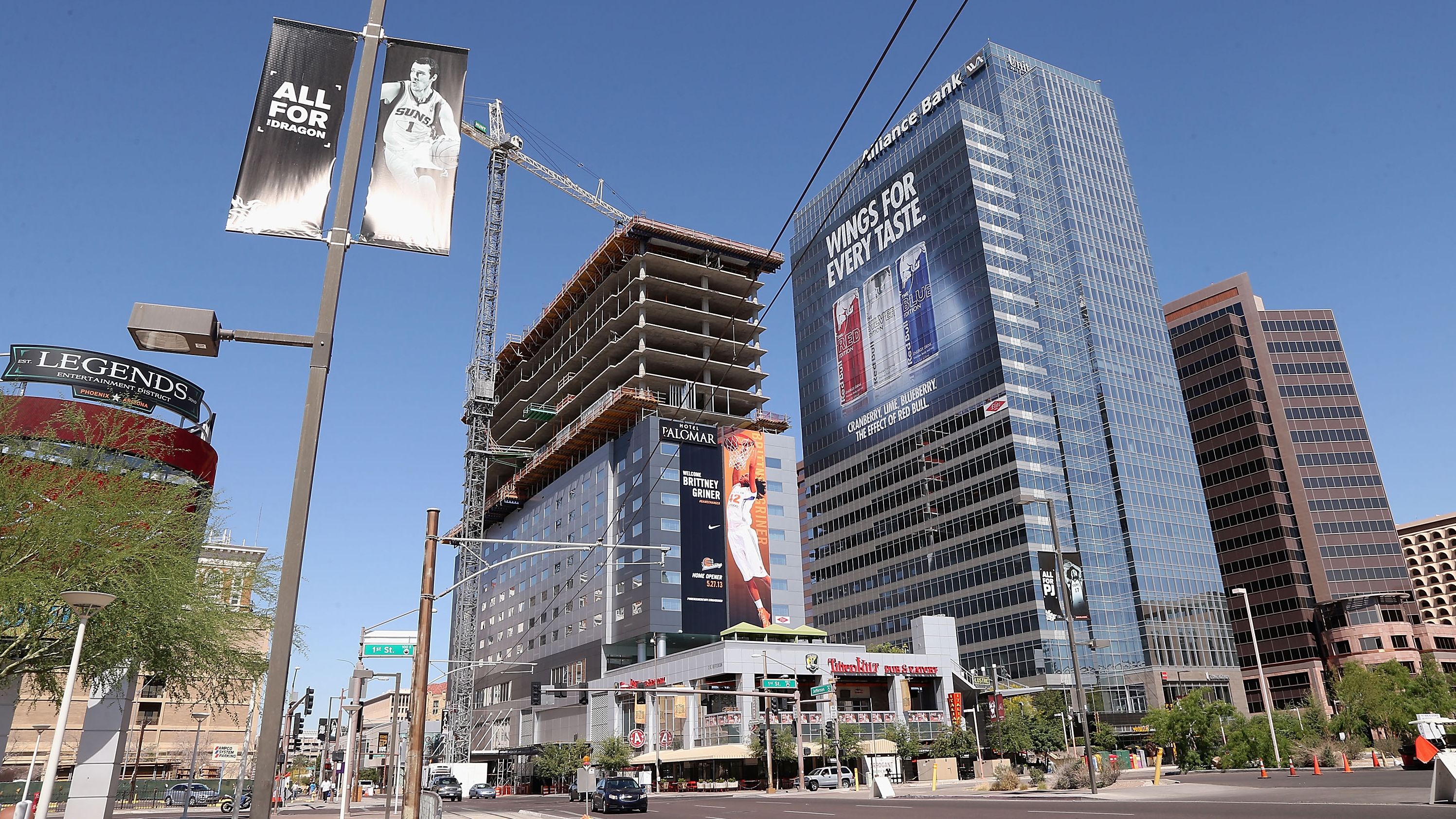 Griner's image is seen on a building in downtown Phoenix after the Phoenix Mercury chose her with the No. 1 pick in the 2013 WNBA draft.