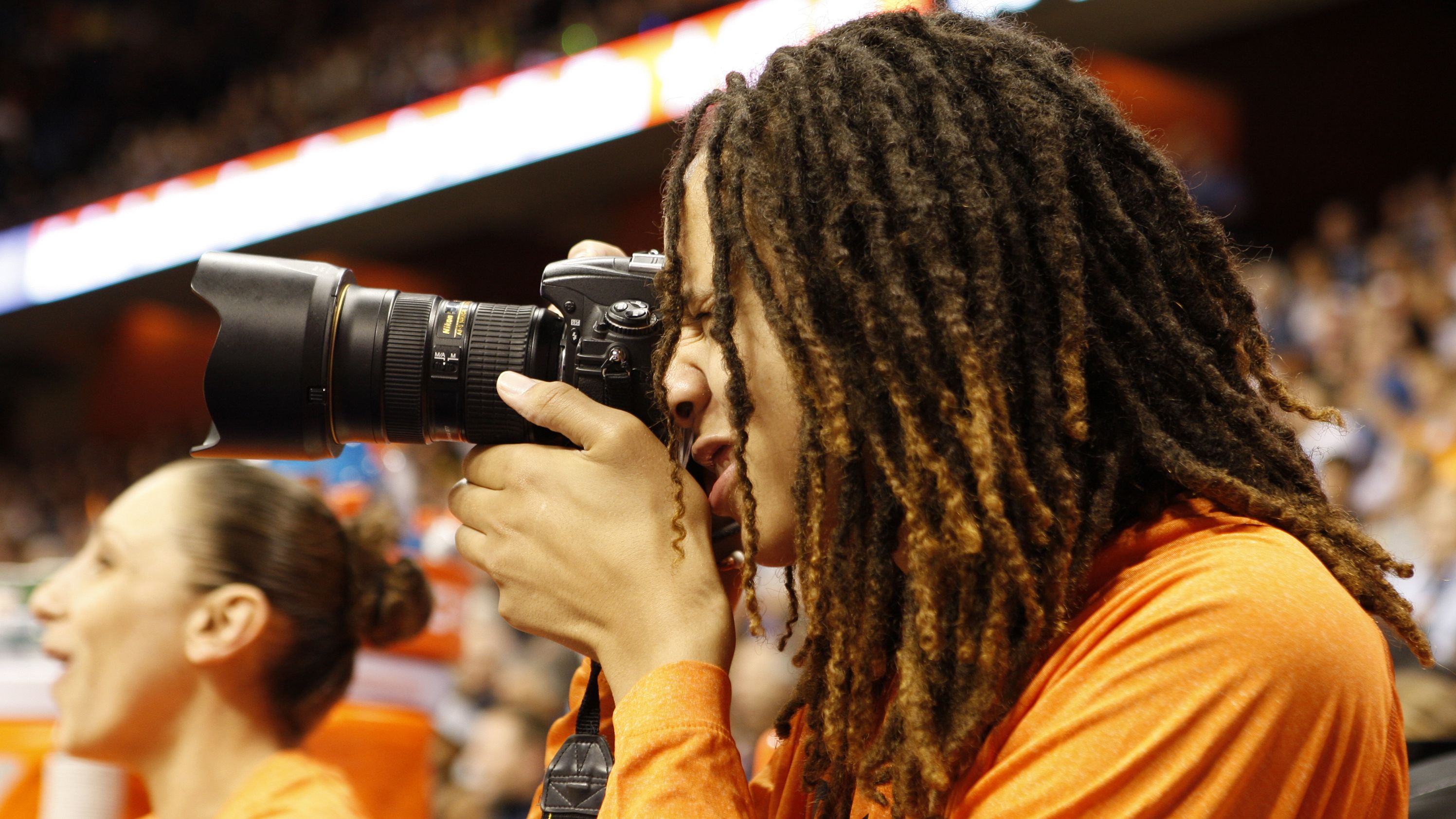 Griner takes a photo during the 2013 WNBA All-Star Game. 