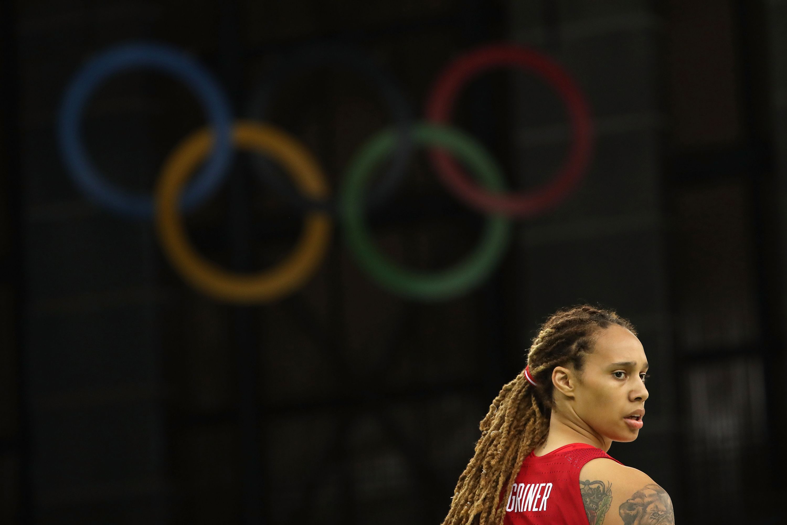 Griner plays against Spain at the Rio Olympics in 2016.