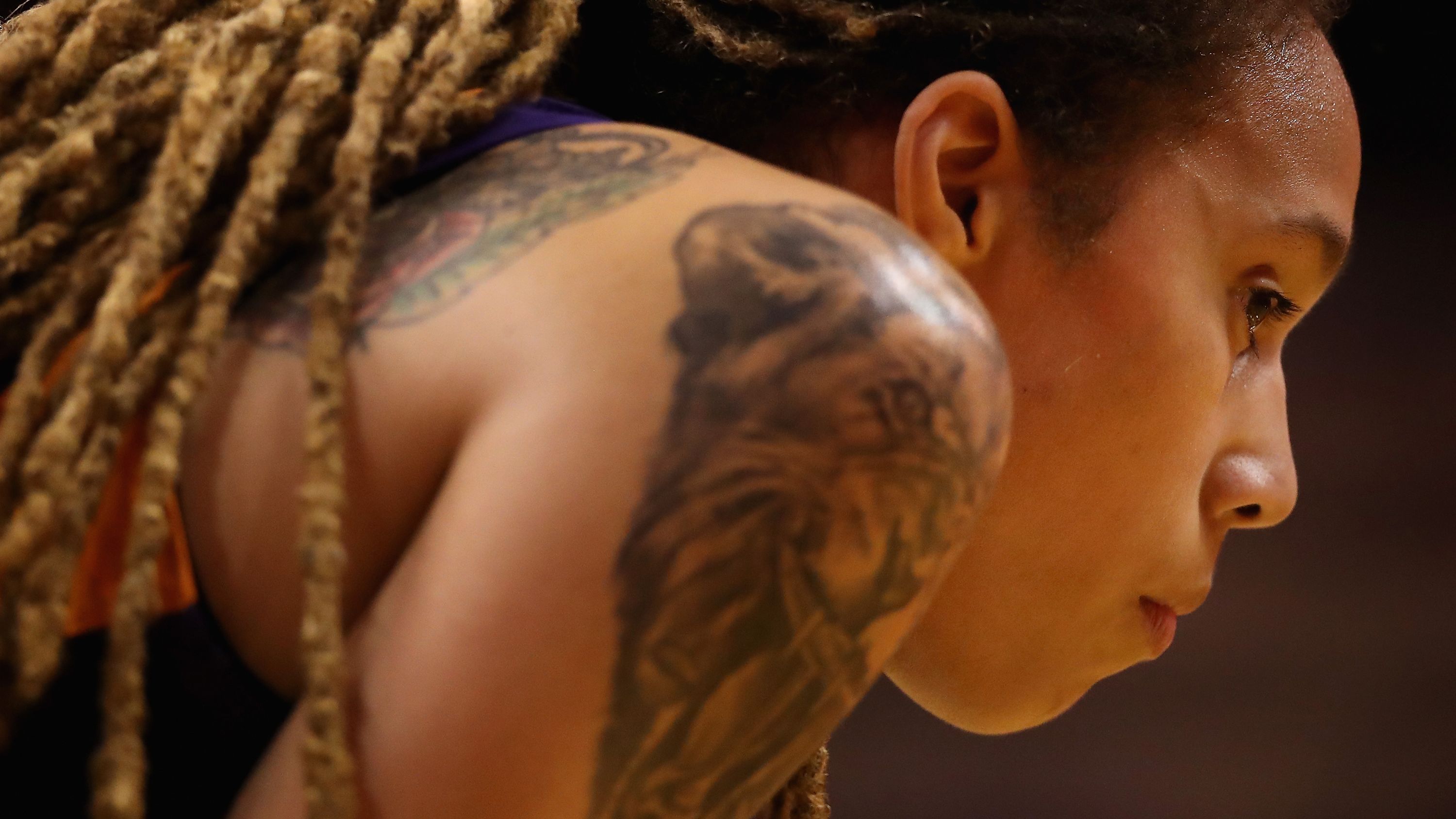 Griner plays a WNBA game in 2018.