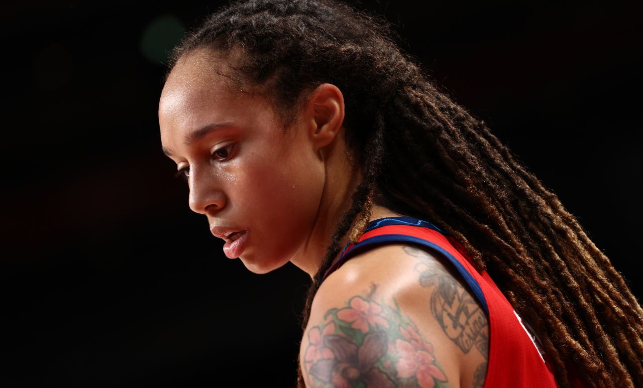 Brittney Griner of Team USA looks on during the game against the Team Australia during the 2020 Tokyo Olympics on August 4, 2021.