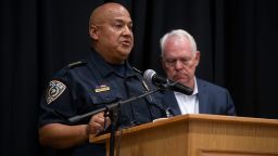 Uvalde police chief Pete Arredondo seen at a press conference on Tuesday, May 24, 2022.