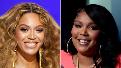 Beyoncé, left and Lizzo right. Beyoncé accepts the Best Rap Performance award for 'Savage' onstage during the 63rd Annual GRAMMY Awards at Los Angeles Convention Center on March 14, 2021 in Los Angeles... Lizzo visits SiriusXM at SiriusXM Studios on July 13, 2022 in New York City.