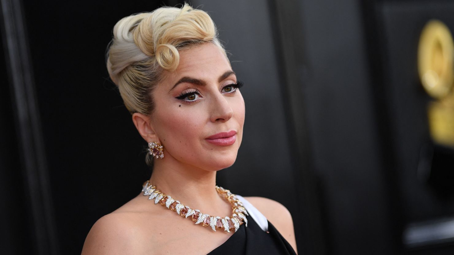 Lady Gaga arrives for the 64th Annual Grammy Awards at the MGM Grand Garden Arena in Las Vegas on April 3, 2022.