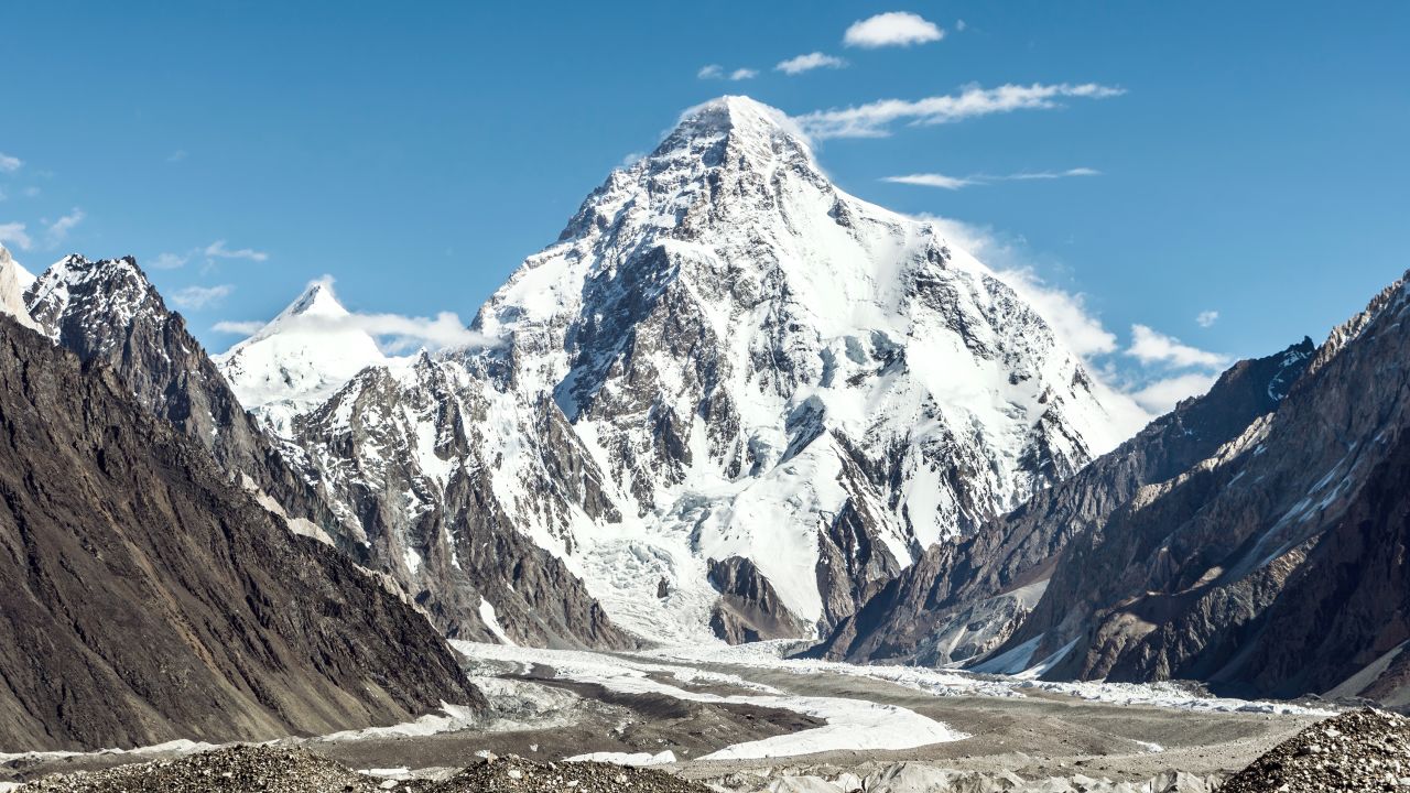 K2 mountain with Angelus peak and Godwin-Austen glacier from Concordia