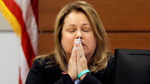 Jennifer Montalto pauses before giving her victim impact statement during the penalty phase of the trial of the Marjory Stoneman Douglas High School shooter on Wednesday.