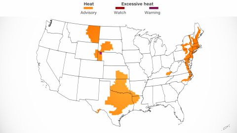 Thursday heat alerts include the Northeast and Great Plains.