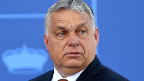 Hungarian Prime Minister Viktor Orban arrives at Madrid's Ifema convention center on the last day of the NATO Heads of State summit on June 30, 2022. 
