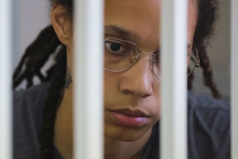 Basketball star <a href="http://www.cnn.com/2022/08/04/sport/gallery/brittney-griner/index.html" target="_blank">Brittney Griner</a> sits inside a defendant's cage in Russia while waiting for a verdict in her case on Thursday, August 4. Griner was later convicted of deliberately smuggling drugs into Russia and<a href="https://www.cnn.com/2022/08/04/europe/brittney-griner-trial/index.html" target="_blank"> sentenced to nine years of jail time.</a> Her case has raised concerns she is being used as a political pawn in Russia's war against Ukraine. The US State Department has classified her as wrongfully detained.