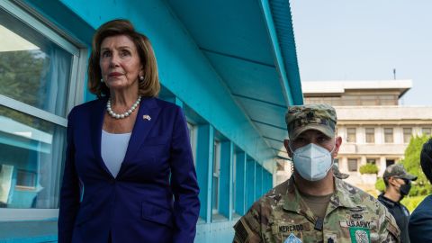 In a photo House Speaker Nancy Pelosi tweeted, the California Democrat is seen visiting the Korean Demilitarized Zone.
