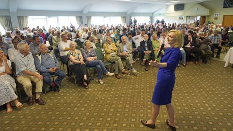 Liz Truss speaks at an event in Ludlow, Britain, as part of her campaign to become leader of the Conservative party and next prime minister, August 3, 2022.
