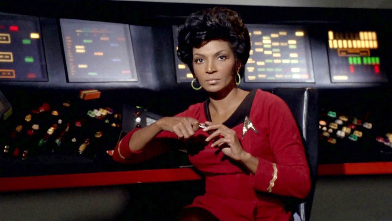 Nichelle Nichols portrays Lt. Nyota Uhura in a "Star Trek" episode that aired March 29, 1968.