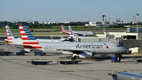American Airlines planes are seen at Philadelphia International Airport in Philadelphia, Pennsylavania on June 20, 2022. 