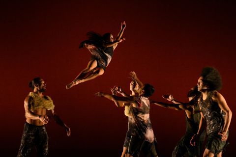 Dancers from Black Grace, New Zealand's leading contemporary dance group, rehearse before a premiere at the Joyce Theater in New York on Tuesday, August 2.