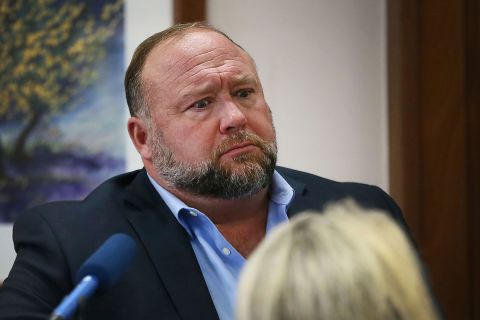 Right-wing talk show host Alex Jones attempts to answer questions during his trial in Austin, Texas, on Wednesday, August 3. Jones will have to pay the parents of a Sandy Hook shooting victim a little more than $4 million in compensatory damages, <a href="https://www.cnn.com/2022/08/04/media/alex-jones-trial-sandy-hook-decision/index.html" target="_blank">a jury decided Thursday,</a> capping a stunning and dramatic case that showcased for the public the real-world harm inflicted by viral conspiracy theories. Jones baselessly said in the aftermath of the Sandy Hook shooting, in which 26 people were killed, that the incident was staged. Facing multiple lawsuits, Jones later acknowledged the shooting occurred. He testified in court this week that he now believed it to be "100% real."