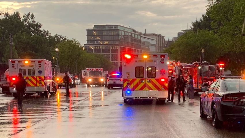 Four people are in critical condition following an apparent lightning strike at Lafayette Park, which sits directly across the street from the White House, according to DC Fire and Emergency Medical Services.