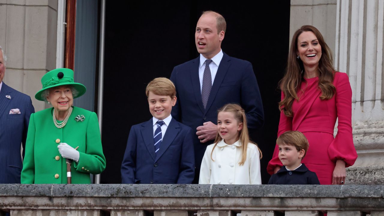 The Cambridges on the Buckingham Palace balcony with the Queen during jubilee celebrations in June. 
