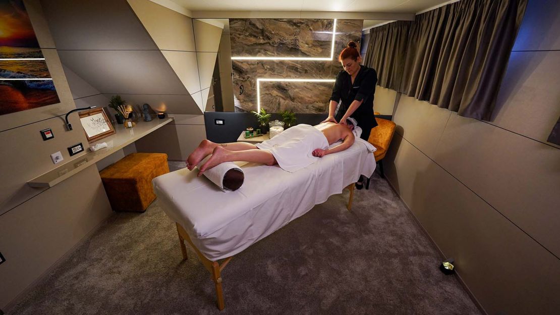 Former cabin cruiser Freedom's superyacht makeover includes a massage room.