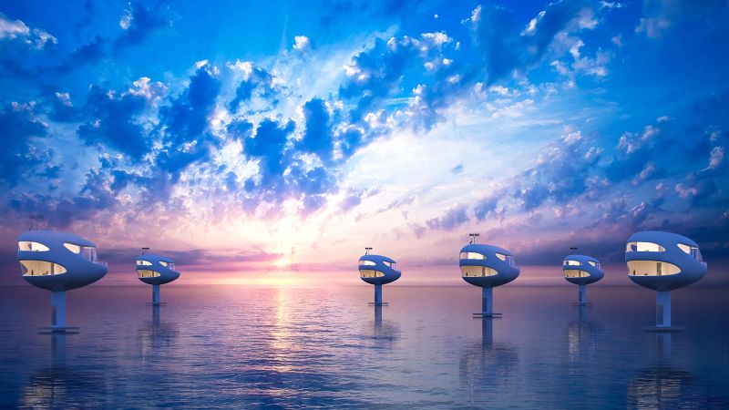 These eco-friendly futuristic floating homes are currently under construction