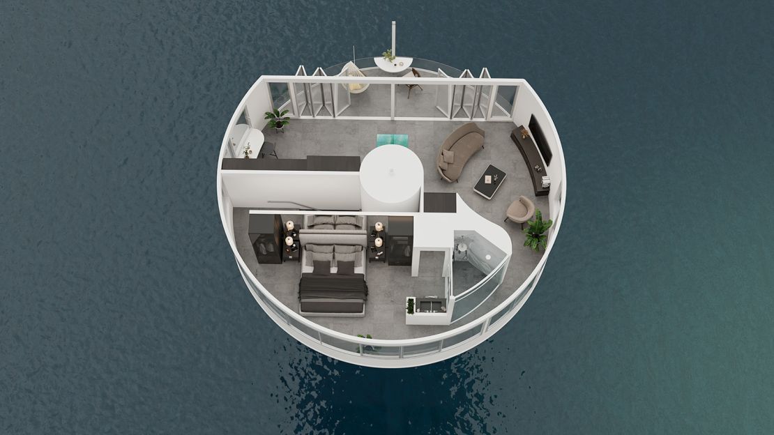 The SeaPod provides 833 square feet (73 square meters) spread across three and a half levels.