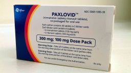 The anti-viral drug Paxlovid is displayed in New York, Monday, Aug. 1, 2022.