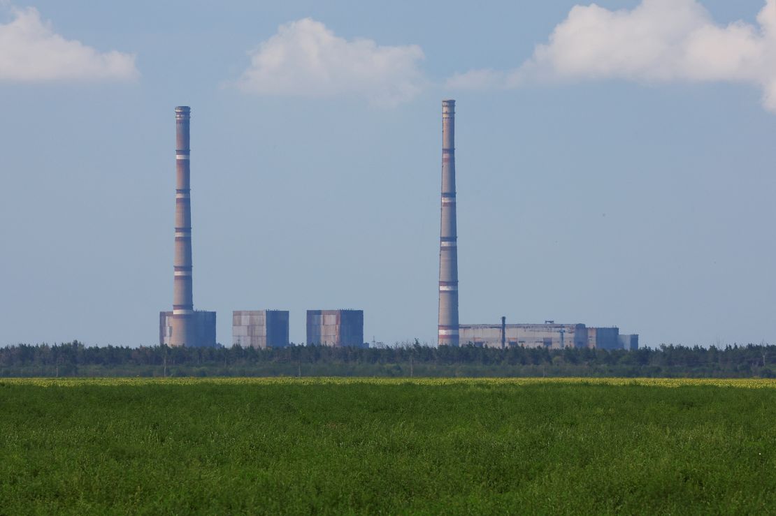 The Zaporizhzhia nuclear power plant is seen from afar on Thursday.