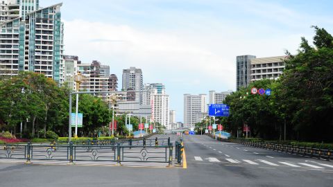 An empty street in Sanya, 'China's Hawaii' as it imposes Covid lockdown measures on August 6th. 