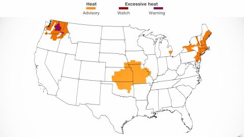 Over 70 million people across the US are under heat alerts on Sunday. 