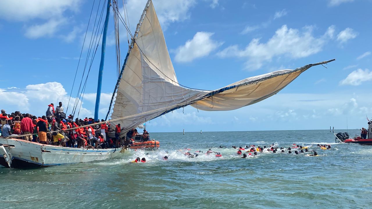 A sailboat full of Haitian migrants grounded near the Florida Keys Saturday, US officials said.