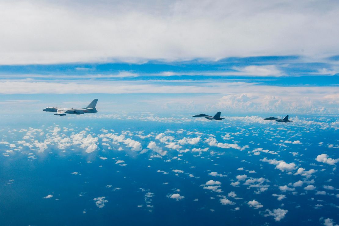 PLA jets conduct maneuvers around  Taiwan on August 7, 2022.