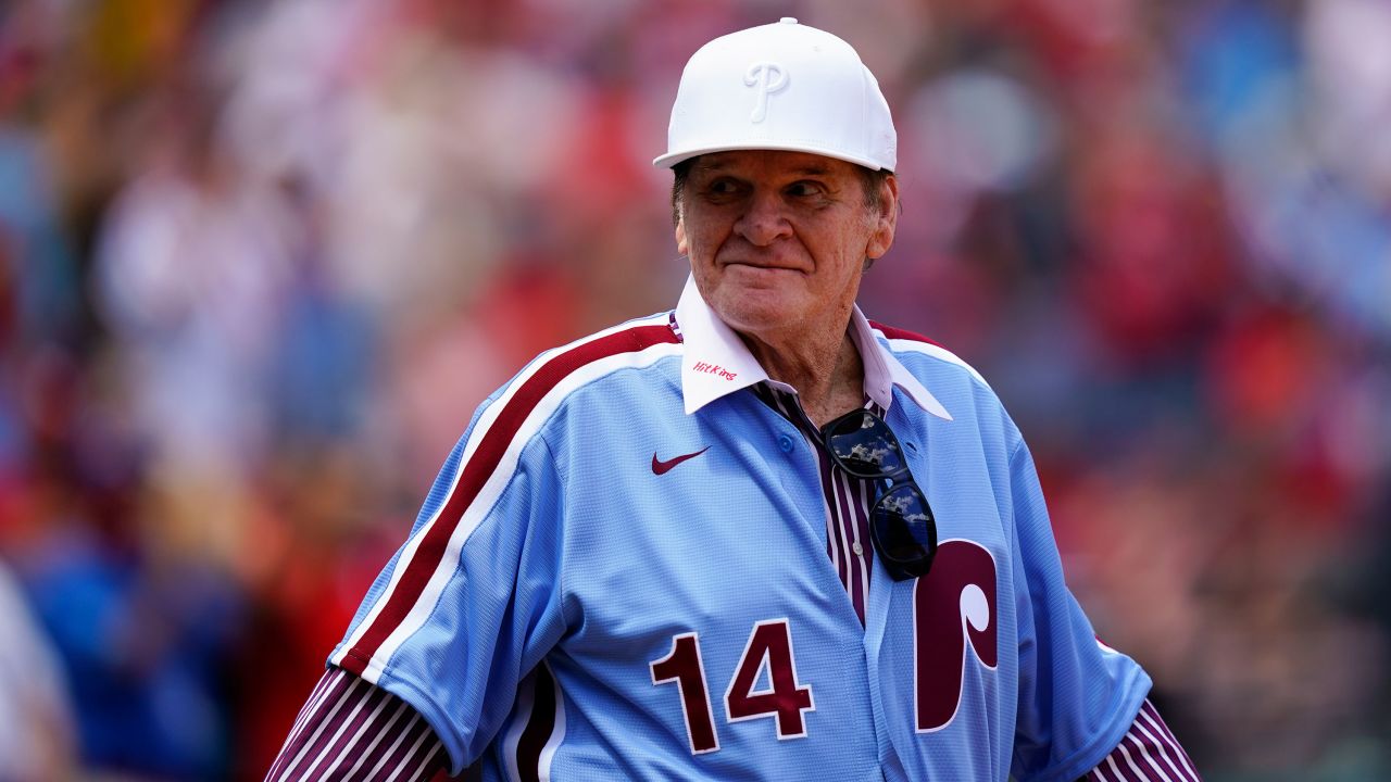 Former Philadelphia Phillies player Pete Rose during an alumni day event before a game between the Phillies and the Washington Nationals on August 7.