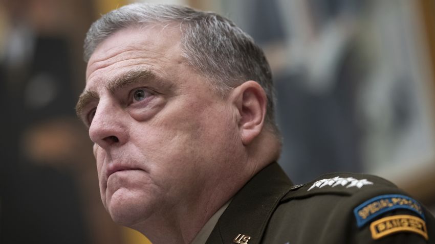 General Mark Milley, Chairman of the Joint Chiefs of Staff, testifies during a House Armed Services Committee hearing, at the U.S. Capitol, in Washington, D.C., on Wednesday, June 23, 2021. Last night Senate Republicans filibustered a voting rights bill as bipartisan negotiations over infrastructure legislation grind on with little apparent progress building a package to beat the 60-vote filibuster threshold. (Graeme Sloan/Sipa USA)(Sipa via AP Images)
