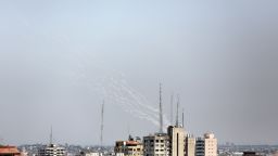 Palestinian rockets are fired from Gaza City in retaliation for earlier Israeli airstrikes on Sunday.