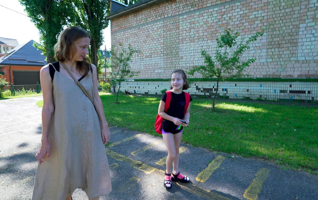 Katerina Volkova and her 7-year-old daughter Jenya.