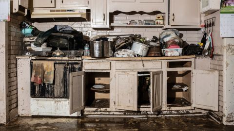 The kitchen of Douglas Yonts' home, which was destroyed by floodwaters in Pine Top.