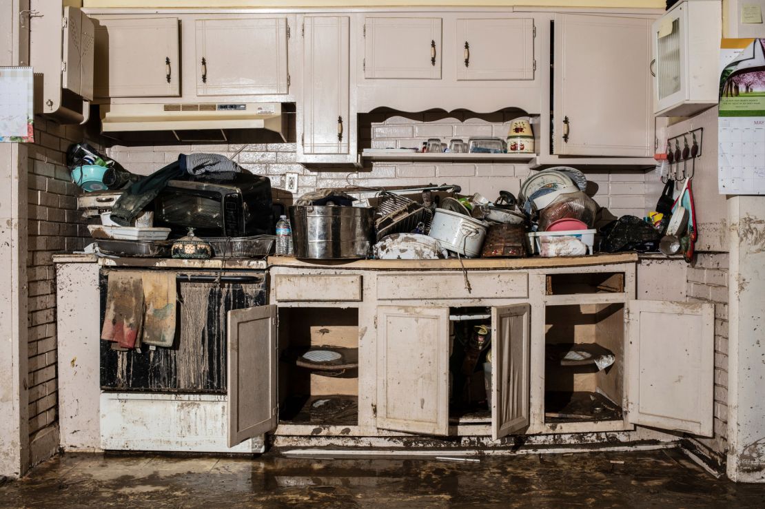 The kitchen of Douglas Yonts' home, which was destroyed by floodwaters in Pine Top.