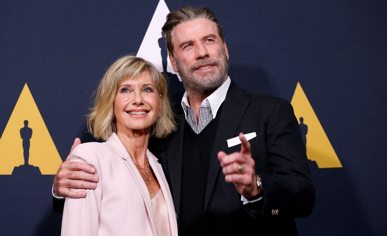 Newton-John and Travolta attend a 40th anniversary screening of "Grease" in 2018.