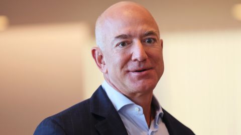 Amazon founder Jeff Bezos arrives for his meeting with British Prime Minister Boris Johnson at the UK diplomatic residence on September 20, 2021 in New York City. 