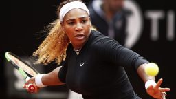 ROME, ITALY - MAY 13:  Serena Williams of the USA hits a forehand during her first round match agains Rebecca Petersen of Sweden during day two of the International BNL d'Italia at Foro Italico on May 13, 2019 in Rome, Italy. (Photo by Adam Pretty/Getty Images)