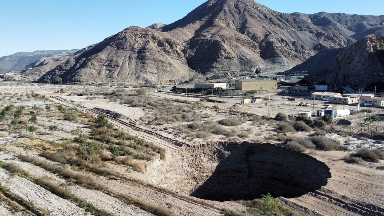 A sinkhole that was exposed last week has doubled in size, at a mining zone close to Tierra Amarilla town, in Copiapo, Chile, August 7.
