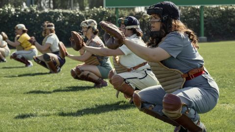 (Far right) Abbi Jacobson as Carson Shaw in a scene from "A League of Their Own."