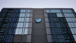 San Francisco, CA, USA - Feb 9, 2020: The Twitter logo is seen at the American microblogging and social networking service company Twitter's Headquarters in San Francisco, California, in the evening.