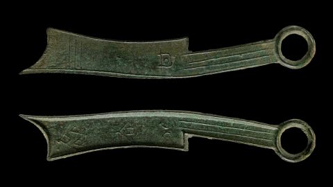 Knife coins, which were in use in China around 400 BC, were some of the objects studied as researchers deciphered ancient recipes for bronze.