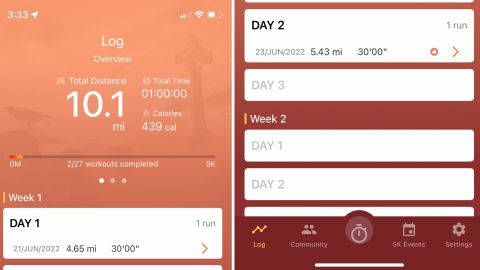 Couch to 5K's Logging feature is simple to use — a plus for non-competitive runners.