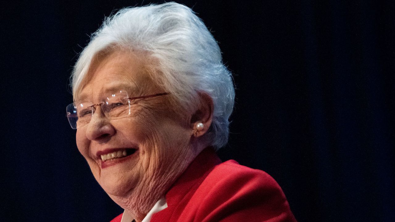 Alabama Gov. Kay Ivey declares victory in her Republican primary race as she speaks at her election watch party in Montgomery, Ala., on Tuesday May 24, 2022.