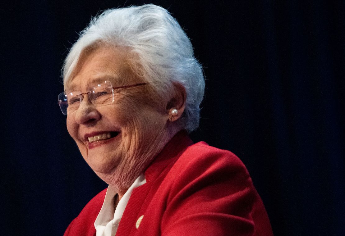 Alabama Gov. Kay Ivey declares victory in her Republican primary race as she speaks at her election watch party in Montgomery, Ala., on Tuesday May 24, 2022. 